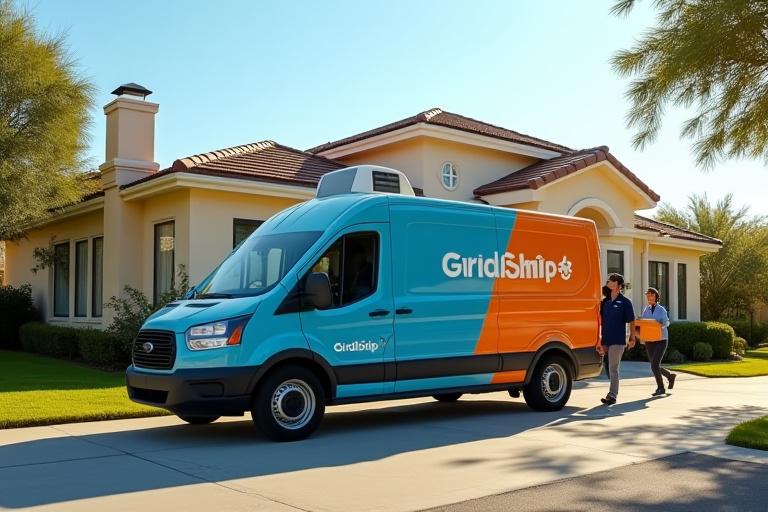 Gridship delivery van making a last-mile delivery